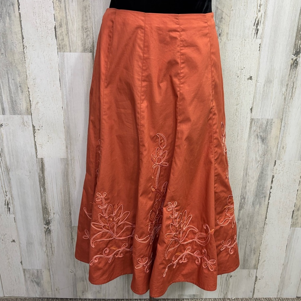 Sunny Taylor‎ Embroidered Terracotta A-Line Skirt